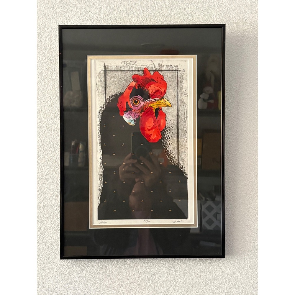 Darlene‎ Hardie Signed Numbered 130/500 Etching 'Jessie' Rooster Art 17"x12"